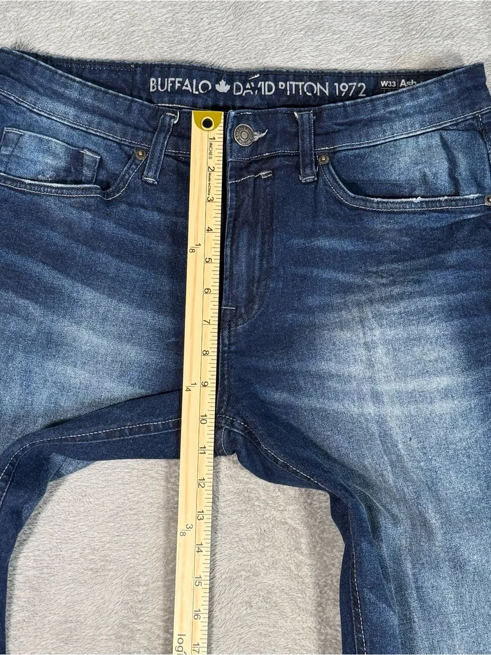 Buffalo David Bitton Ash-X Mens Jeans 33x30 Slim Stretch Dark Wash Distressed